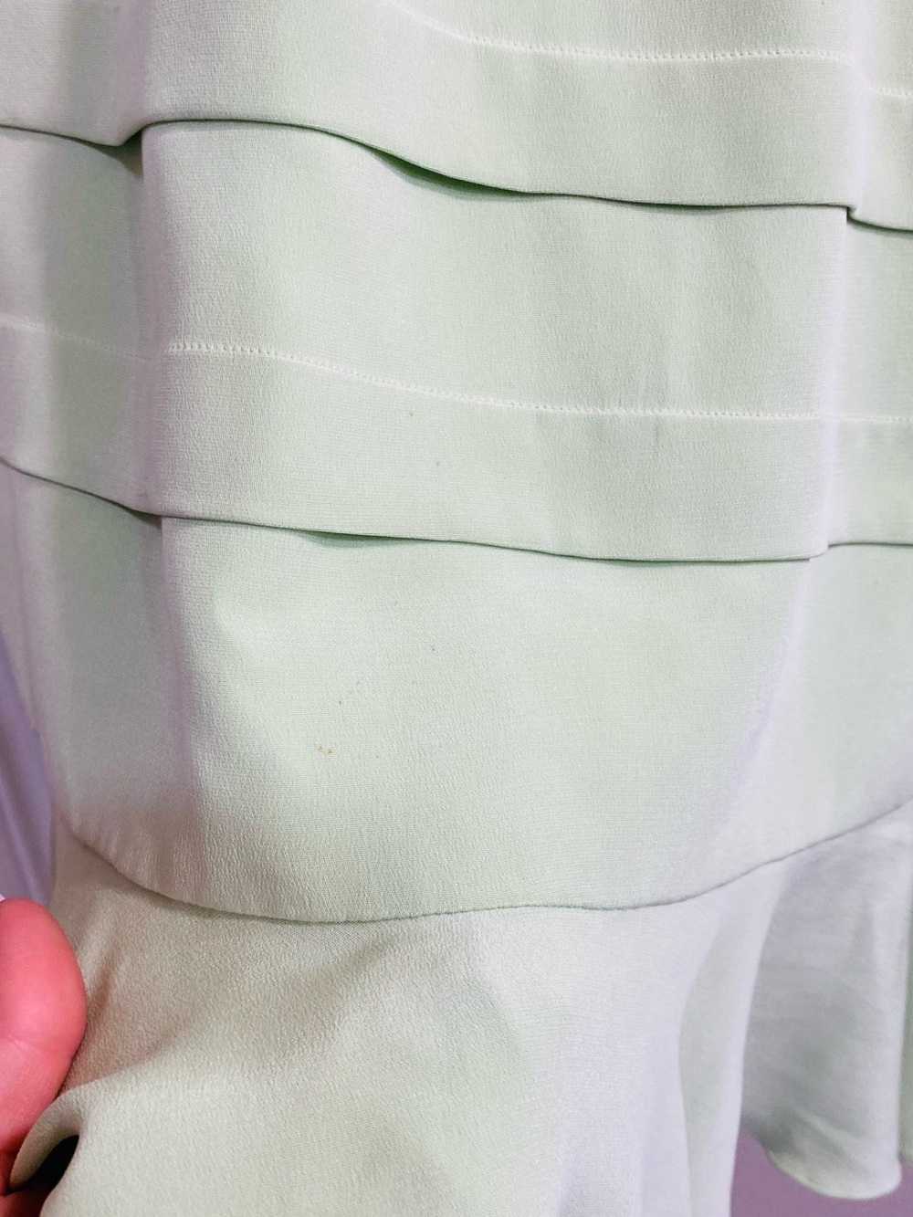 Vintage Patrick Collection Silk Light Green Tiered Midi Dress with Flounce Hem 4 - Picture 4 of 4